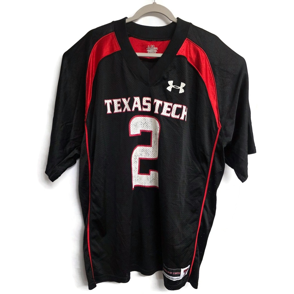 Under Armour Texas Tech Red Raiders Football Jersey Black Red Mens XL #2